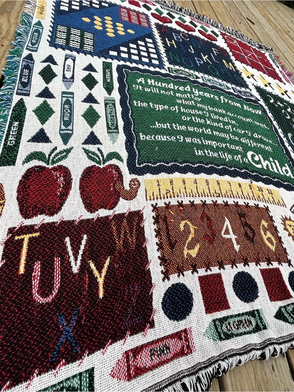 School 100 year Childhood Storywoven Educational Throw Blanket - Multicolor